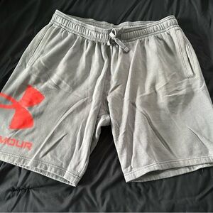 Under Armour Men's Gray Shorts with Red Logo